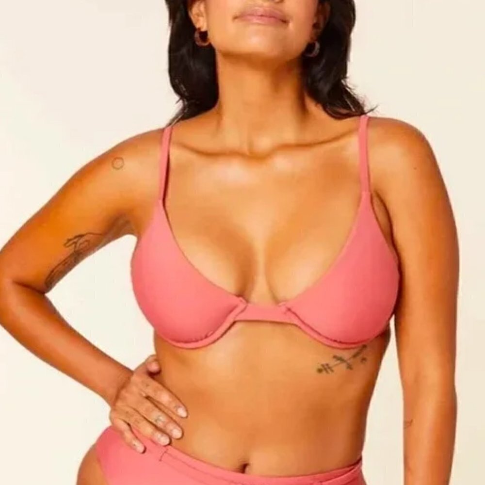 Andie The Sicily Underwire Bust Support Bikini Top Swimsuit Pink Size S NWT